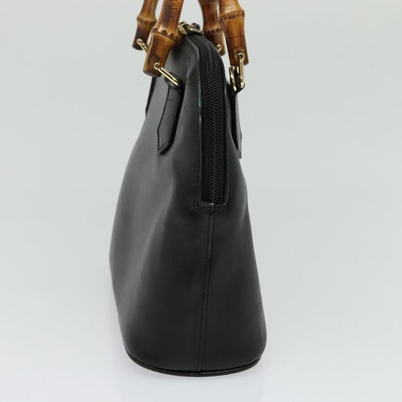 GUCCI Bamboo Hand Bag Leather Black Gold 000 2865 000 2865 - Picture 5 of 12